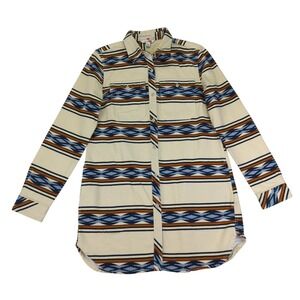 LL Bean Signature Chamois Tunic‎ Womens Shirt Jacket Small Southwest Print Top
